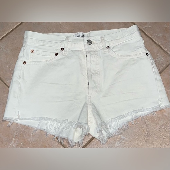 AGolde Revolve Women’s High Waist Denim Jean Shorts White Parker 25 - Picture 5 of 12